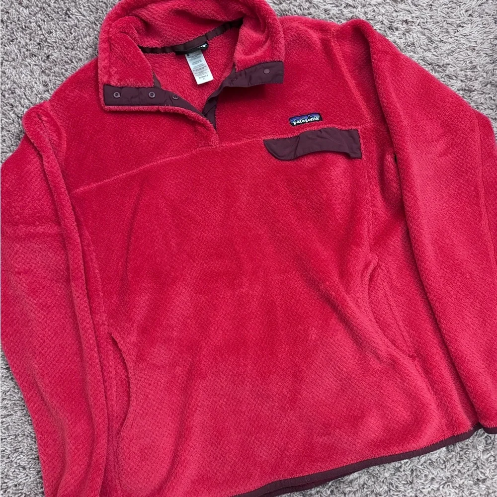 Patagonia Women’s Red Fleece Sweater Sz Xl - Picture 2 of 5